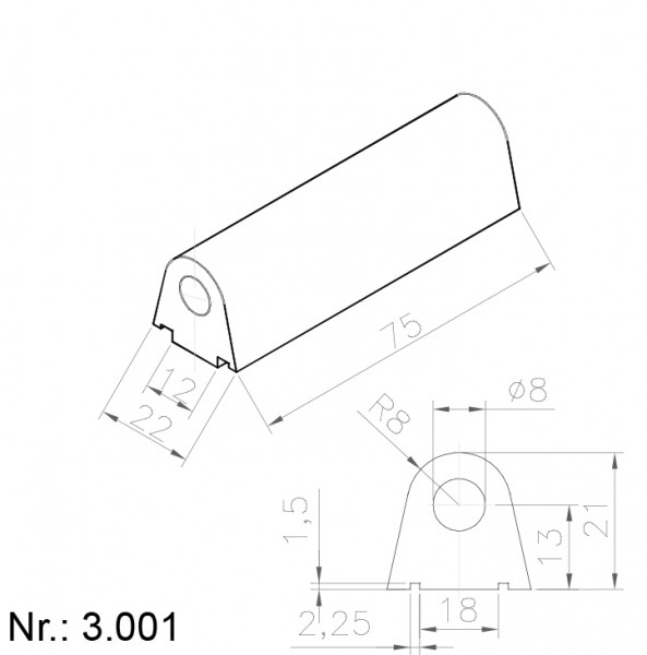 Alphabelt® 3001 PU Nocken / Mitnehmer für Zahnriemen