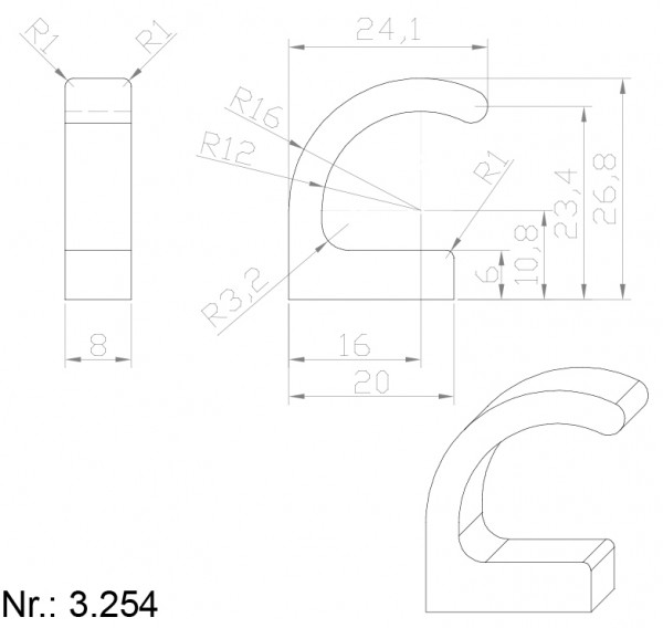 Alphabelt® 3254 PU Nocken / Mitnehmer für Zahnriemen