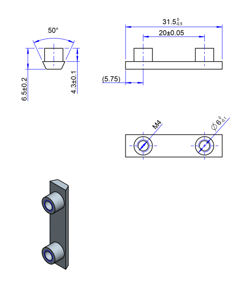 32AT10 Edelstahl Nockenverbinder / Einlegeschiene / Ersatzzahn