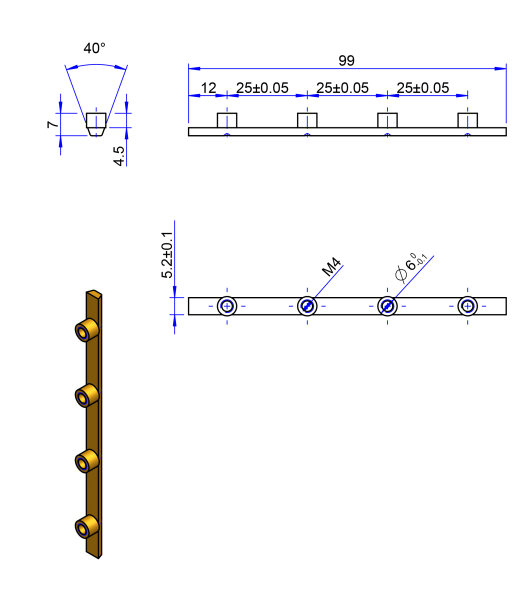 100T10 Messing Nockenverbinder / Einlegeschiene / Ersatzzahn