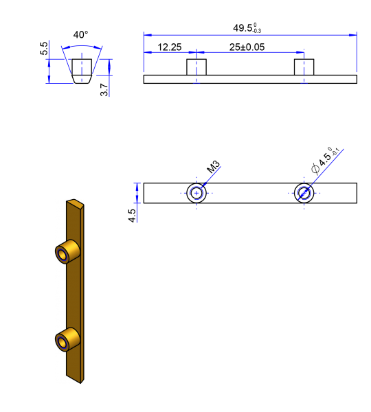 L200 Messing Nockenverbinder / Einlegeschiene / Ersatzzahn